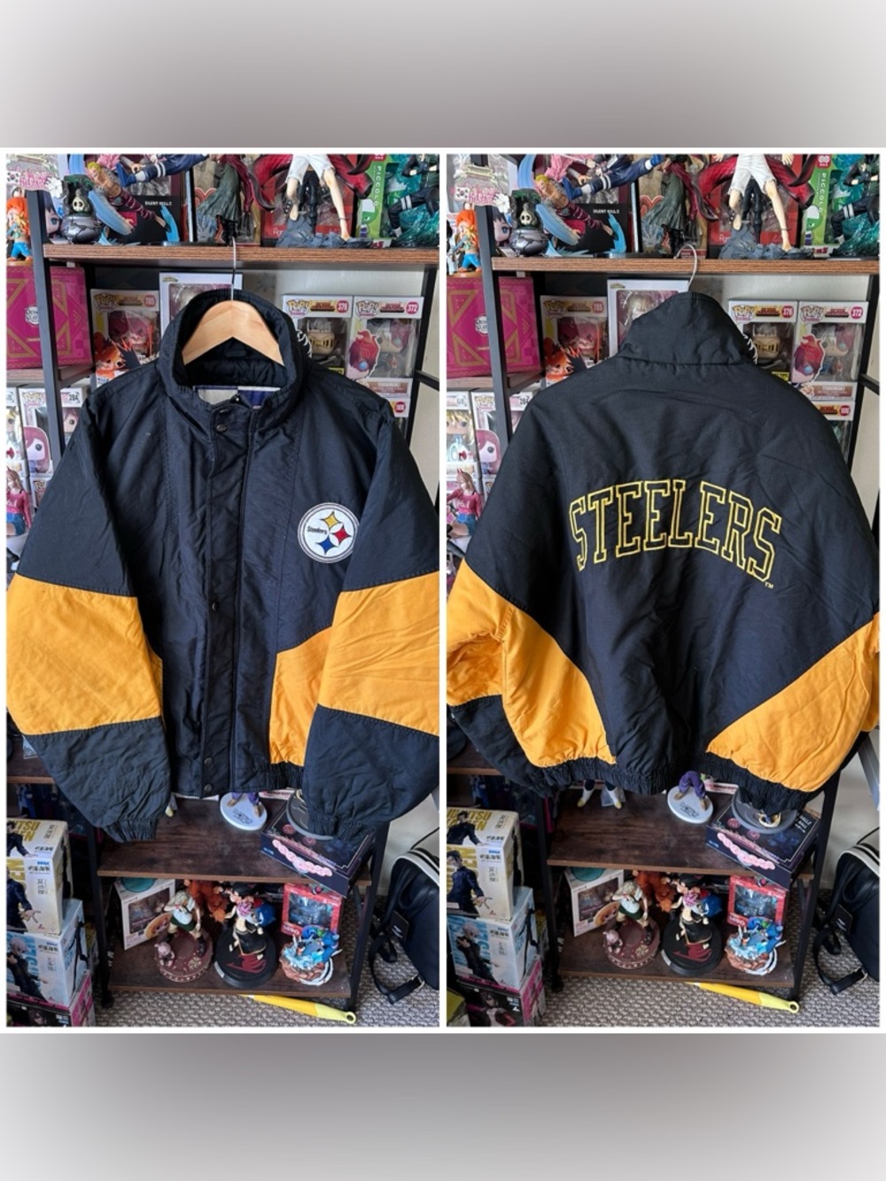 Vintage Pittsburgh Steelers Jacket Black Yellow NFL Pro Line Competitor XL